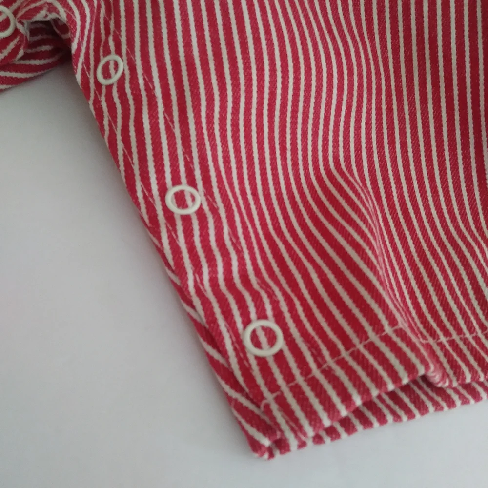 Sears Vintage Infant Pinstripe Railroad Train Jumper Bib Conductor Overalls - Picture 10 of 13